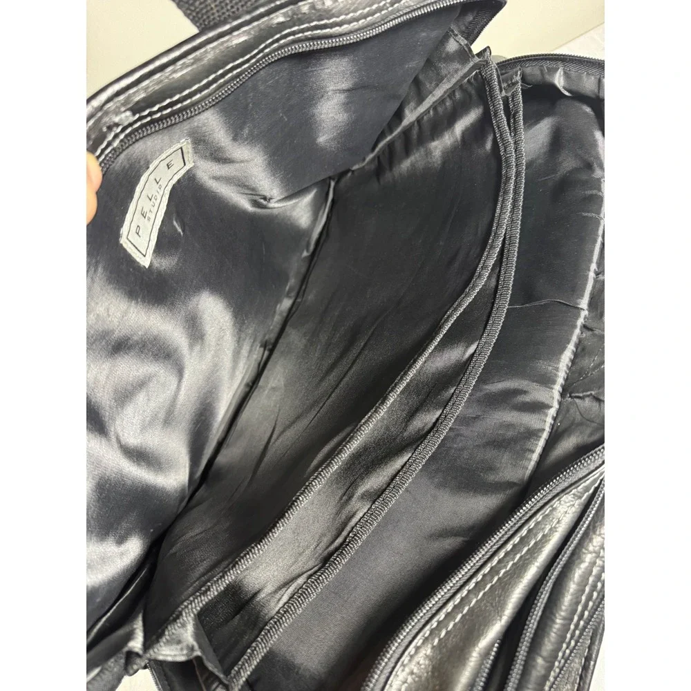 Pelle Studio Wilson's Leather Black Briefcase Laptop Bag Messenger Office